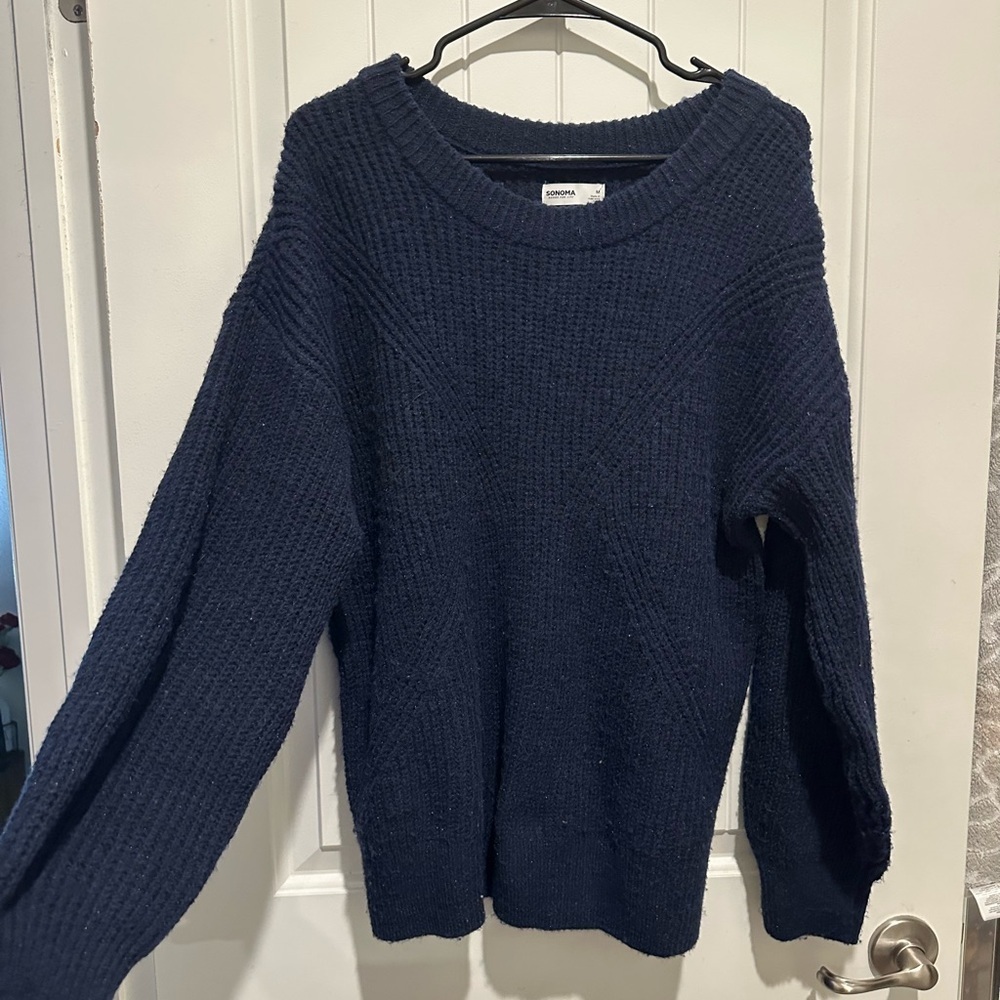 Sonoma Blue Crew Neck Sweater Textured Knit